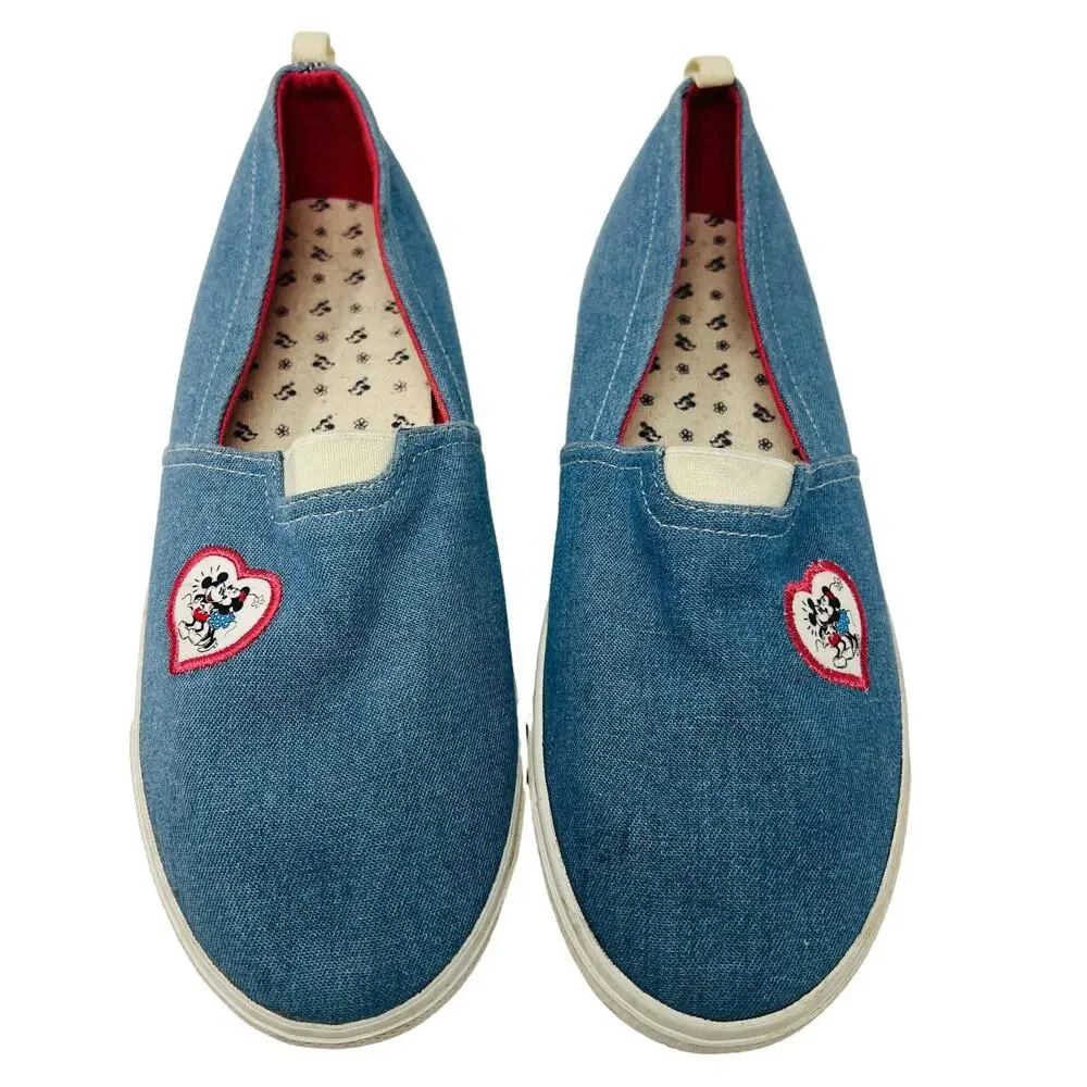 Disney Slip On Shoe Mickey Minnie Junk Food Ked Style Blue White - 6